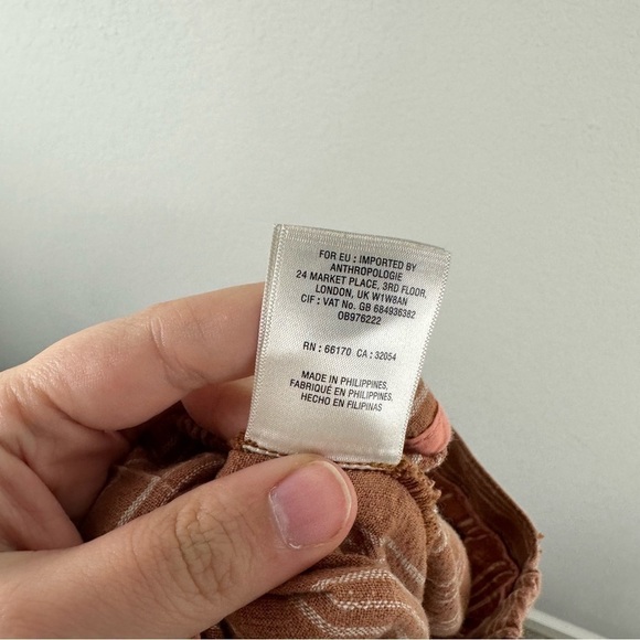 Anthropologie Terracotta Orange Striped Seashore Beach Linen Cotton Pants XS - Picture 8 of 8